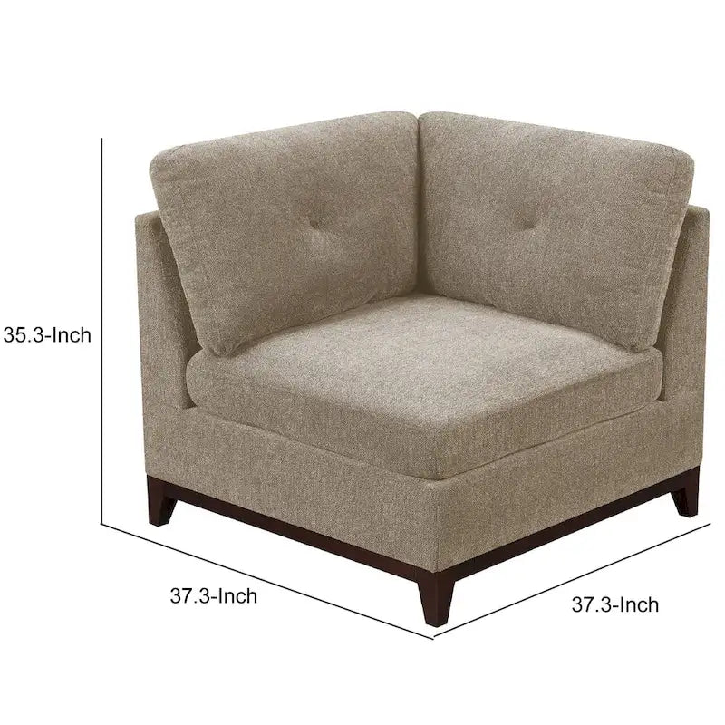 Coin de canapé en tissu avec coussin de dossier capitonné, Gris