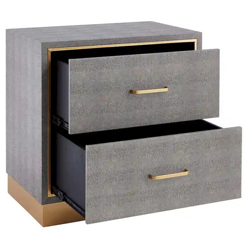 Table d'appoint 2 tiroirs en similicuir effet galuchat