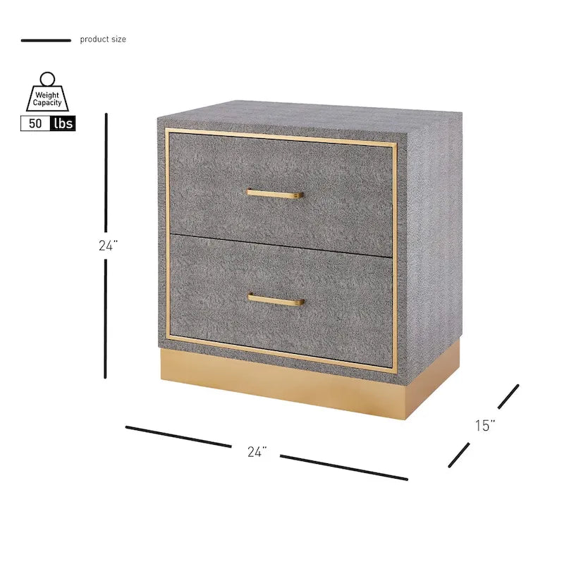Table d'appoint 2 tiroirs en similicuir effet galuchat