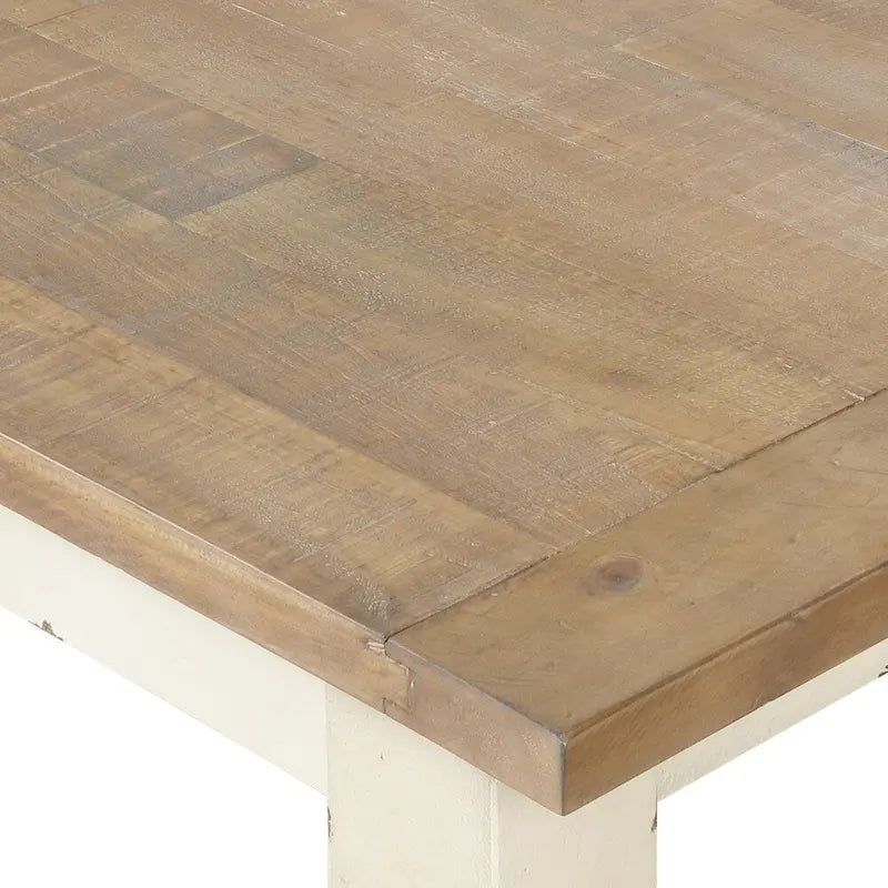 Banc de salle à manger en bois de chêne vieilli et blanc antique