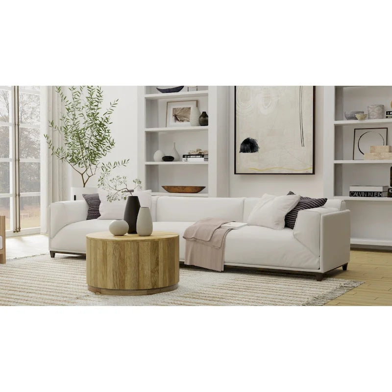 Table basse ronde en manguier de 30 pouces