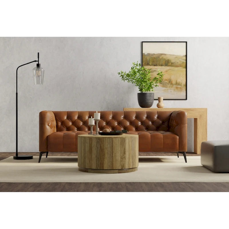 Table basse ronde en manguier de 30 pouces