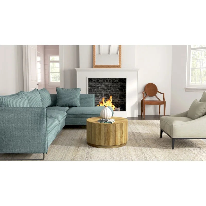 Table basse ronde en manguier de 30 pouces