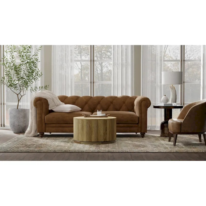 Table basse ronde en manguier de 30 pouces