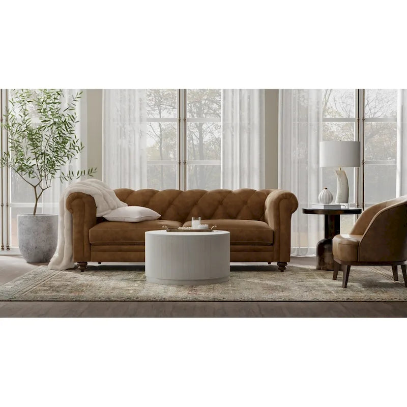 Table basse ronde en manguier de 30 pouces