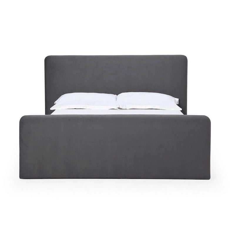 Lit plateforme California King Size, rembourré en velours, gris anthracite
