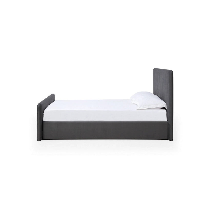 Lit plateforme California King Size, rembourré en velours, gris anthracite