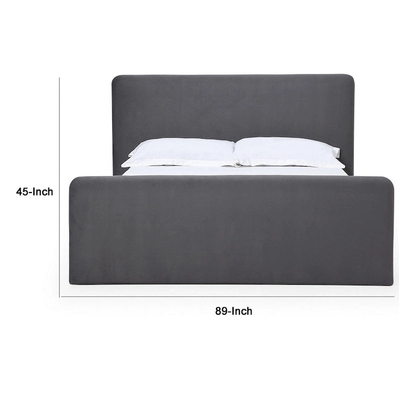 Lit plateforme California King Size, rembourré en velours, gris anthracite
