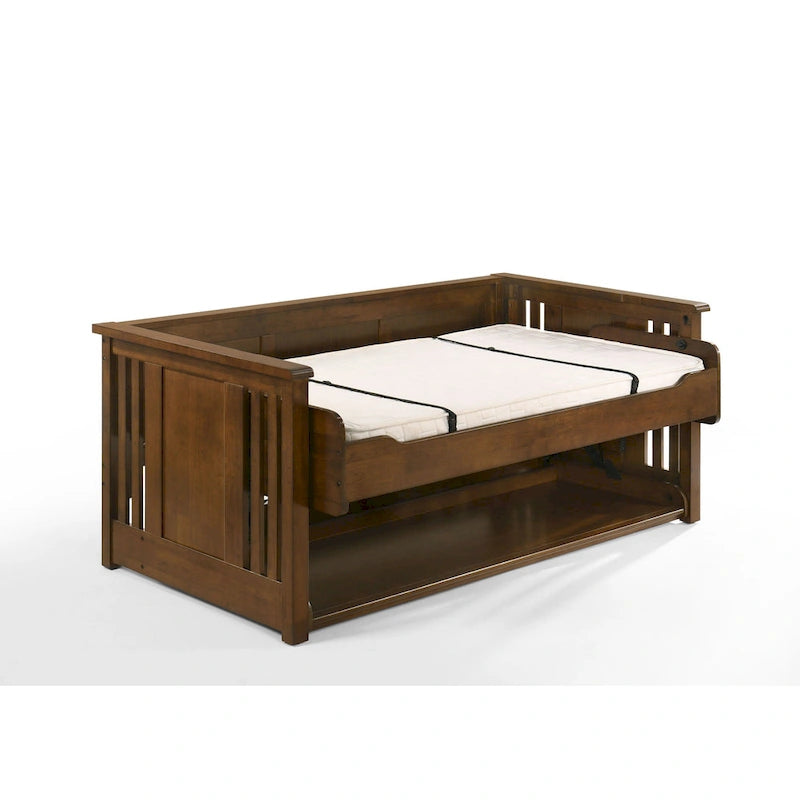 Lit-bureau artisanal avec ports USB et prise de courant, Noyer noir