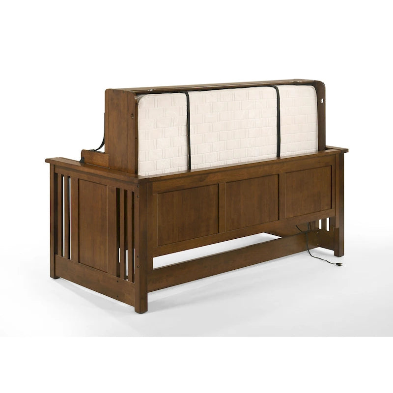 Lit-bureau artisanal avec ports USB et prise de courant, Noyer noir