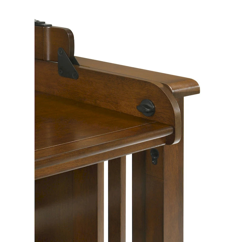 Lit-bureau artisanal avec ports USB et prise de courant, Noyer noir