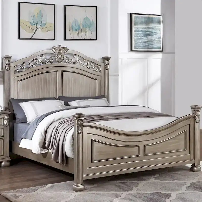 Lit en bois argent antique