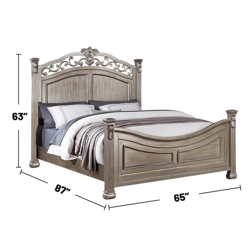 Lit en bois argent antique