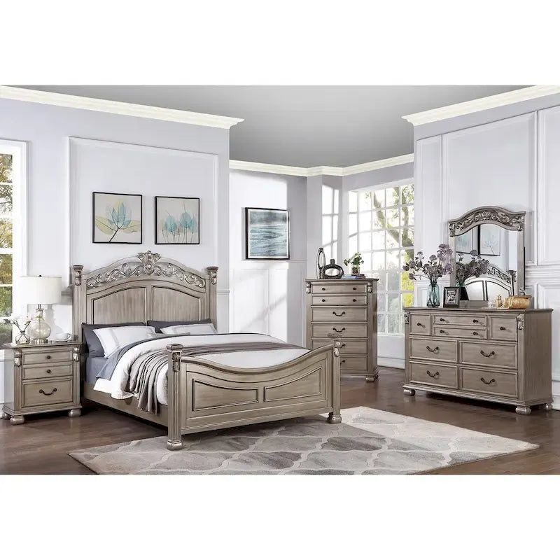 Lit en bois argent antique