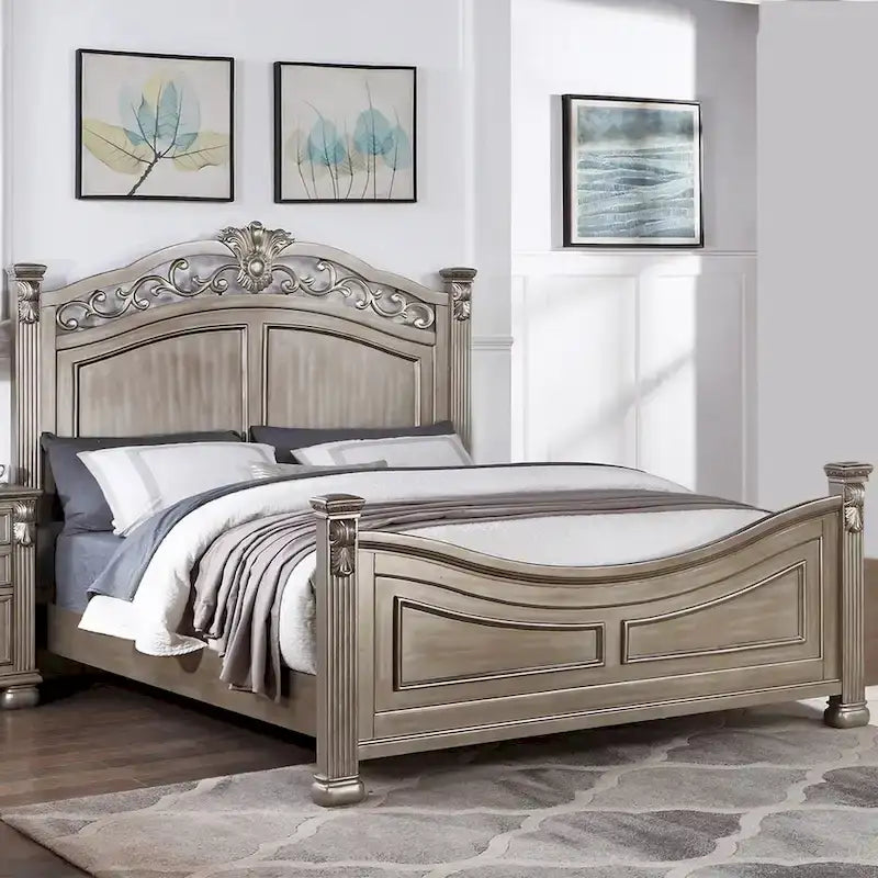Lit en bois argent antique