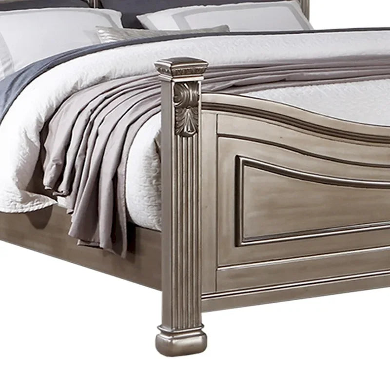 Lit en bois argent antique