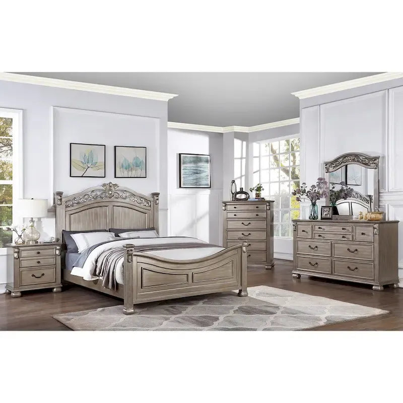 Lit en bois argent antique