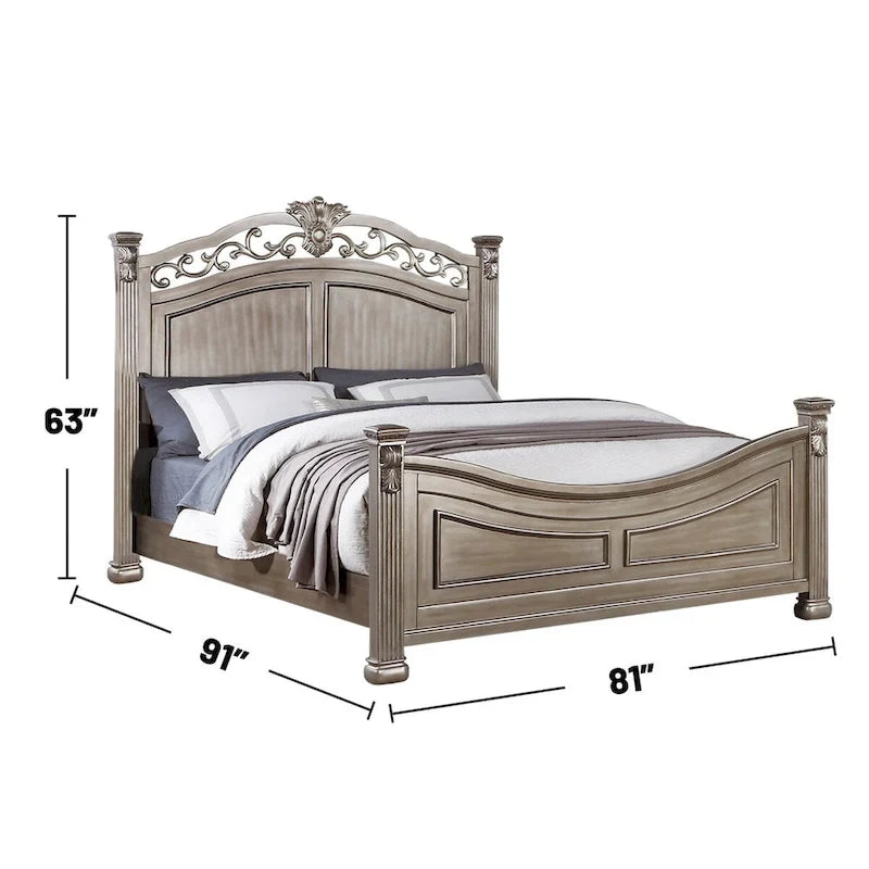 Lit en bois argent antique