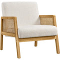 Fauteuil d'appoint rembourré avec accoudoirs en rotin