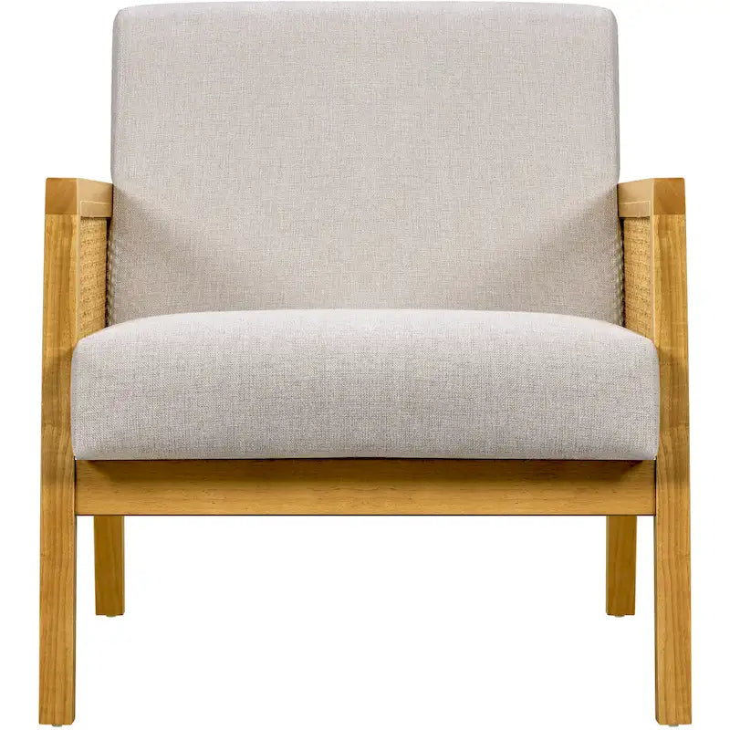 Yaheetech Modern Upholstered Fabric Accent Chair with Rattan Sides - 273031