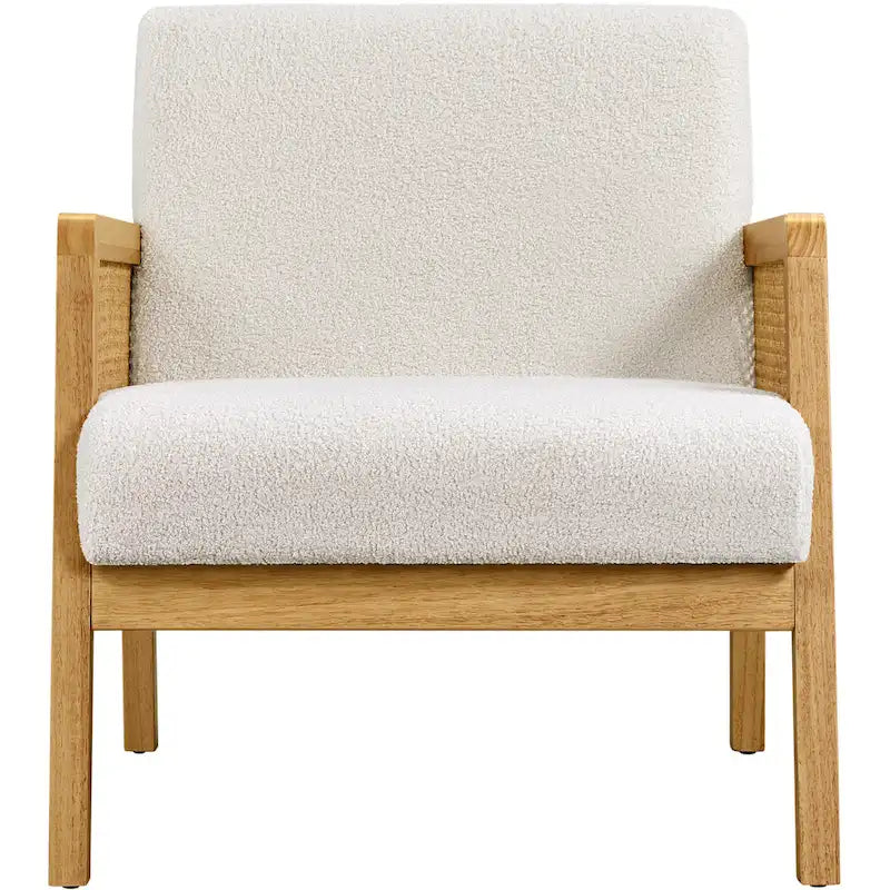Fauteuil d'appoint rembourré avec accoudoirs en rotin