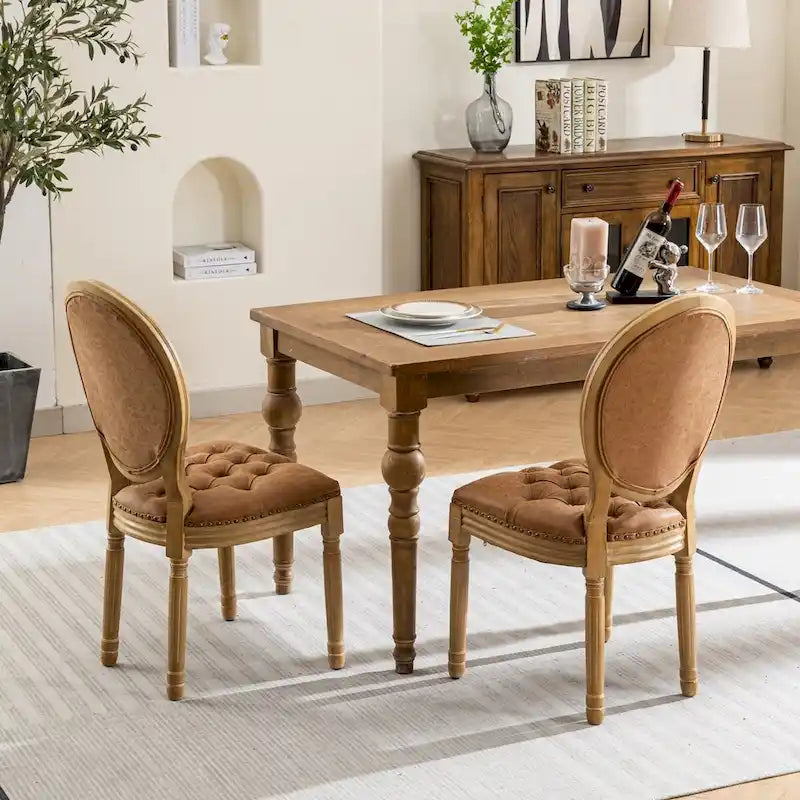 Lot de 2 chaises de salle à manger en cuir PU avec garniture cloutée