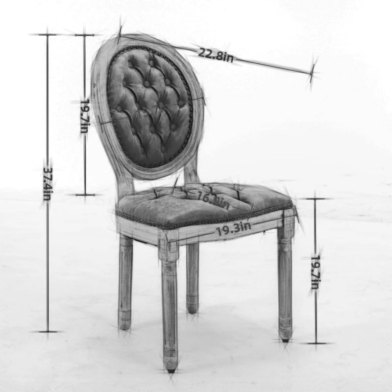 Lot de 2 chaises de salle à manger en cuir PU avec garniture cloutée