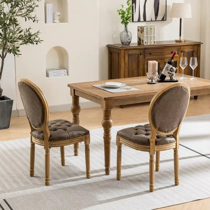 Lot de 2 chaises de salle à manger en cuir PU avec garniture cloutée