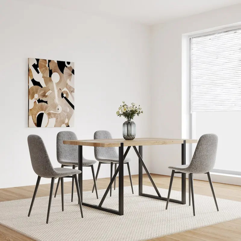 Table de salle à manger Mid-Century en bois avec piètement en métal