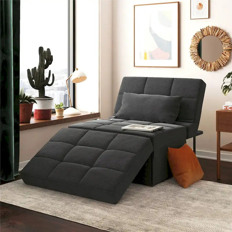 Chaise convertible 4-en-1 – Pouf, chaise longue, canapé et lit