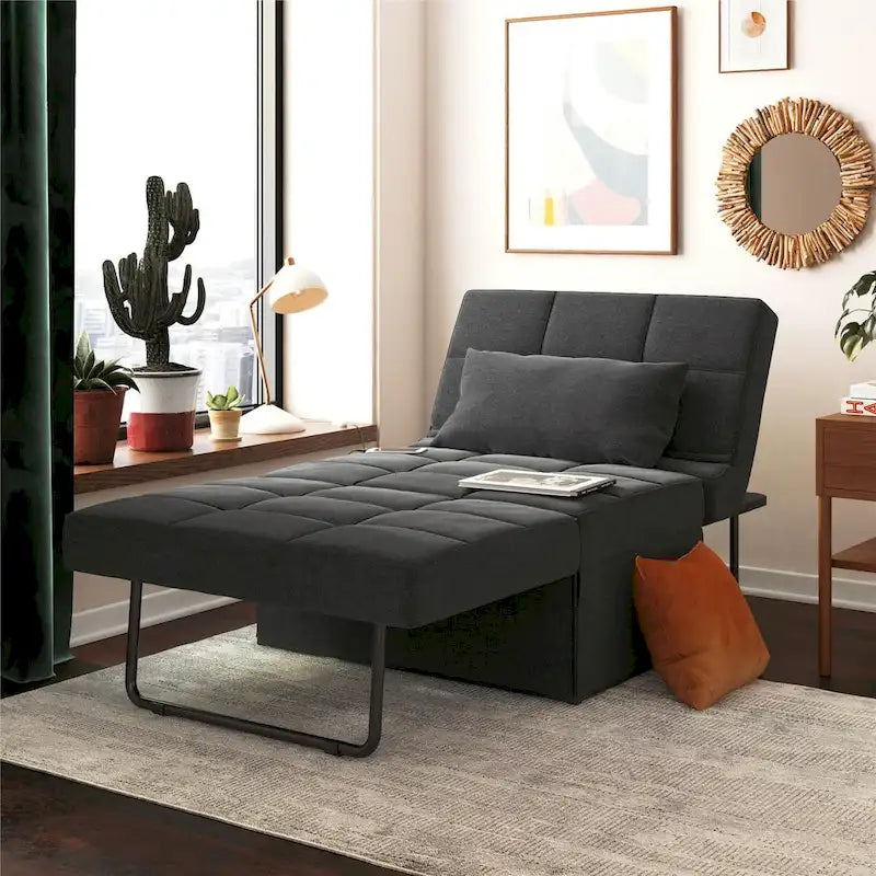 Chaise convertible 4-en-1 – Pouf, chaise longue, canapé et lit