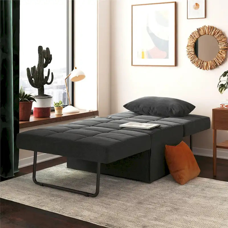 Chaise convertible 4-en-1 – Pouf, chaise longue, canapé et lit