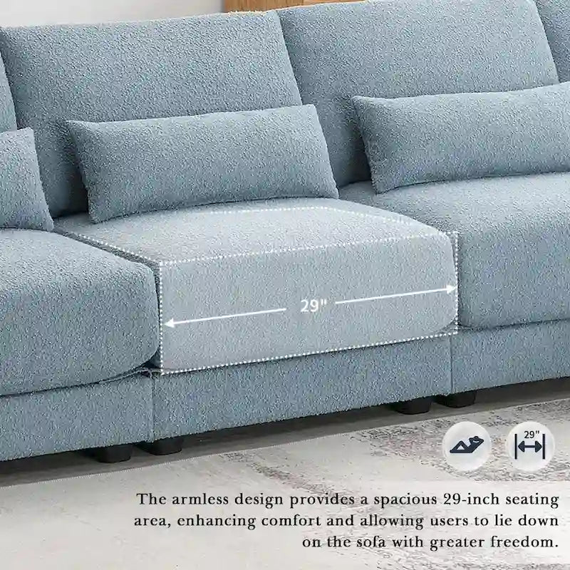 Canapé sectionnel surdimensionné à assise profonde avec méridienne réversible, canapé d'angle convertible en L, bleu