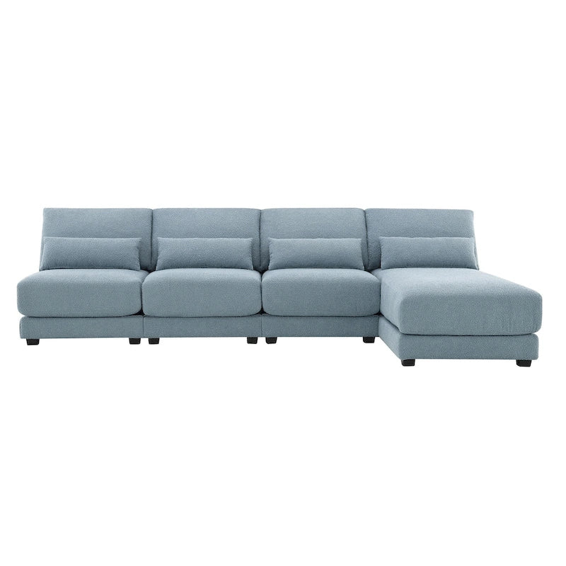 Canapé sectionnel surdimensionné à assise profonde avec méridienne réversible, canapé d'angle convertible en L, bleu