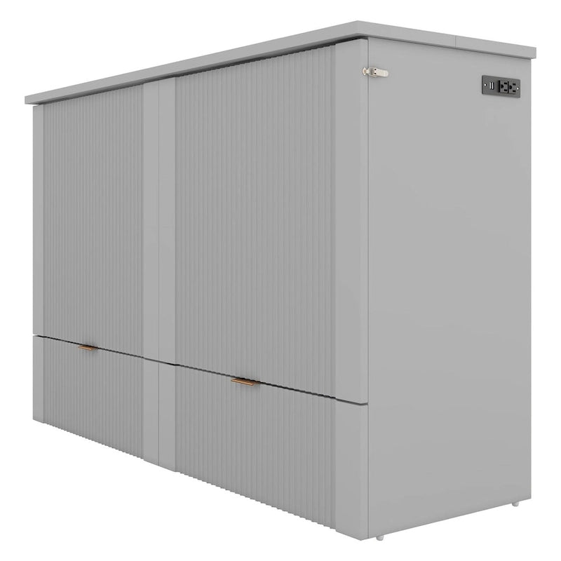 Lit escamotable grand format avec tiroir, prises et ports USB