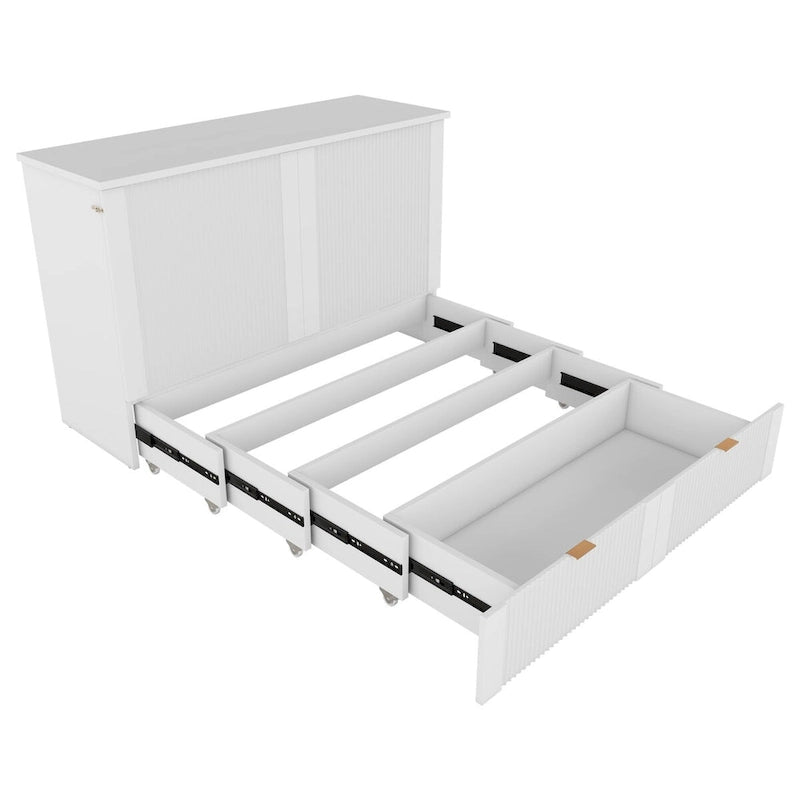 Lit escamotable grand format avec tiroir, prises et ports USB