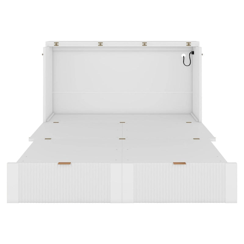 Lit escamotable grand format avec tiroir, prises et ports USB