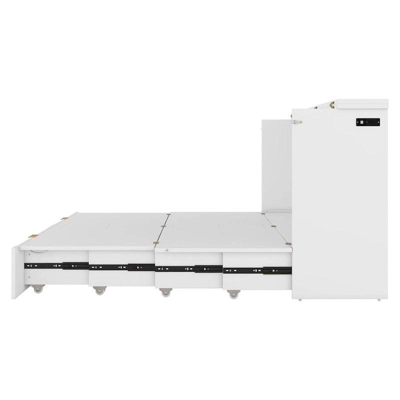 Lit escamotable grand format avec tiroir, prises et ports USB