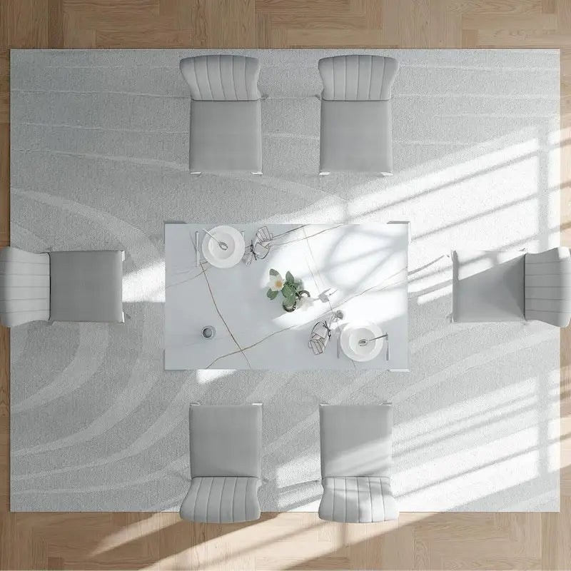 Table à manger en verre de style Mid-Century Modern avec pieds cabriolets en métal