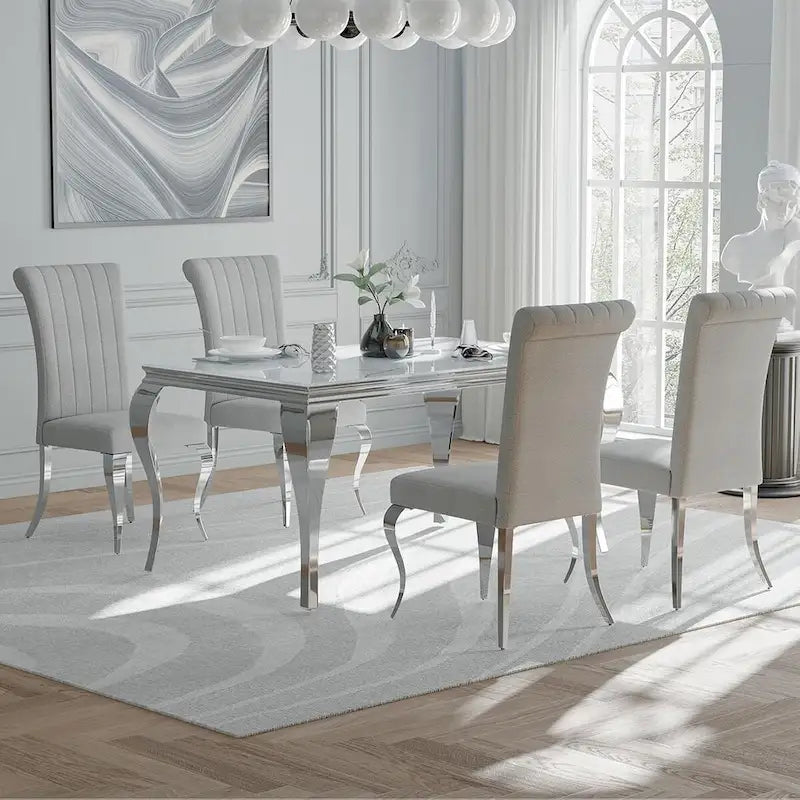 Table à manger en verre de style Mid-Century Modern avec pieds cabriolets en métal